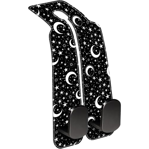 1 Pack Car Seat Headrest Hooks for Purses and Bags White Stars and Moons Bag Purse Holder for Car with Double Metal Hooks Car Purse Hanger Hanging Accessories - color: White Stars and Moons