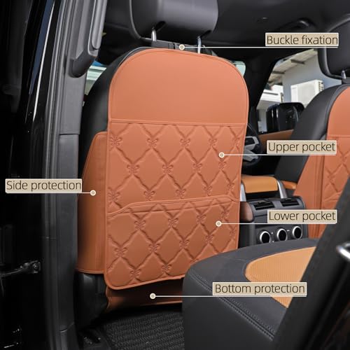 TAIKOO Seat Back Protector + Large Capacity Pocket Storage Organizer,Preventing The Impact of Children Stepping on The Seat Backrest (Style B-Brown) - color: Style B-Brown