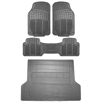 FH Group Climaproof™ Trimmable Non-Slip Vinyl Floor Mats Full Set - Universal Fit for Cars Trucks and SUVs (Gray) F11306 + F16400 - color: Gray, style: Combo Set