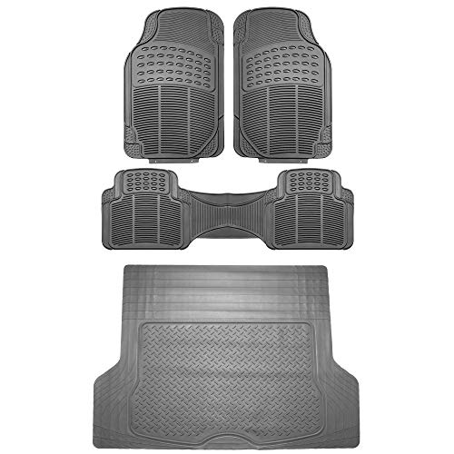 FH Group Climaproof™ Trimmable Non-Slip Vinyl Floor Mats Full Set - Universal Fit for Cars Trucks and SUVs (Gray) F11306 + F16400 - color: Gray, style: Combo Set