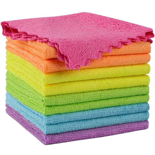 Orighty Microfiber Cleaning Cloth, 10 Pack Highly Absorbent Cleaning Rags, Household Cleaning Supplies, Reusable Lint Free Cloths Microfiber Rag for House, Kitchen, Car Care, 12x11 inch, Multicolor - color: Multicolor, size: 10 Pack