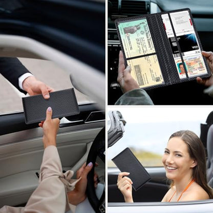 Car Registration and Insurance Holder，Colour Patterns Men Women Car License Document Registration and Insurance Card Holder - color: Black