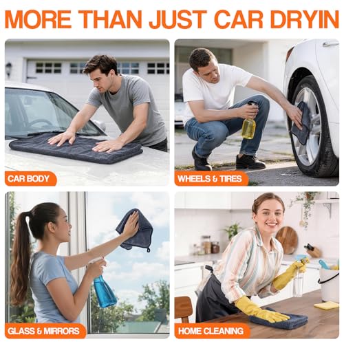 Bolant 4 Pack Twisted Loop Car Drying Towel, Microfiber Towels for Cars 24"x36", Ultra Absorbent, Lint Reducing, Paint Safe, Streak-Reducing Car Detailing, Auto Wash Towels
