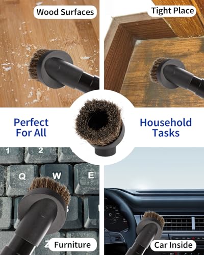 For Shark Vacuum Attachments, Round Horse Hair Vacuum Brush Attachment For Shark Vacuum Brush Attachment With 1-1/4” To 1-3/8” Adapter, For Dusting Car Seats & Upholstery, 3 Pack - style: Round Dust Brush-3PCS