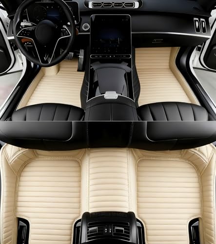 New Customized car Floor mats, Suitable for 99.9% of car Models, All-Weather car Floor mats, Fully Covered car Floor mats, Anti Slip and Waterproof car Floor mats (Beige 2) - color: beige 2