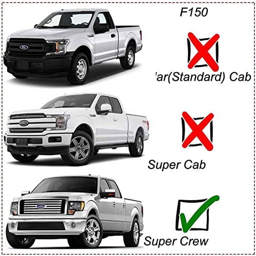 94975Y Chrome Side Window Visor Wind Vent Deflector,4pcs Outside Mount Style Sun Rain Guards for 2015-2022 Ford F150/F250/F350 Super Duty Crew(Supercrew) cab - size: 4pcs 15-20 Crew Cab(chrome)