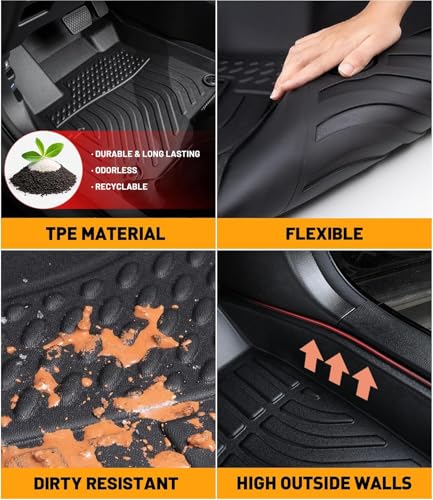 Car Floor Mats Replacement for Chevrolet Chevy Blazer (Not for EV & Trailblazer) 2019-2025 Heavy Duty TPE Liner Custom Fit All Weather Waterproof Protection Coverage Full Set Black Carpets - size: Floor Mats for Blazer 2019-2025