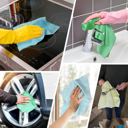 Shop Towels – 20 Pack Edgeless Microfiber Cleaning Cloths, 12"x12" Lint-Free, Reusable Towels for Car Detailing, Kitchen, Garage & Glass – Quick Dry Rags