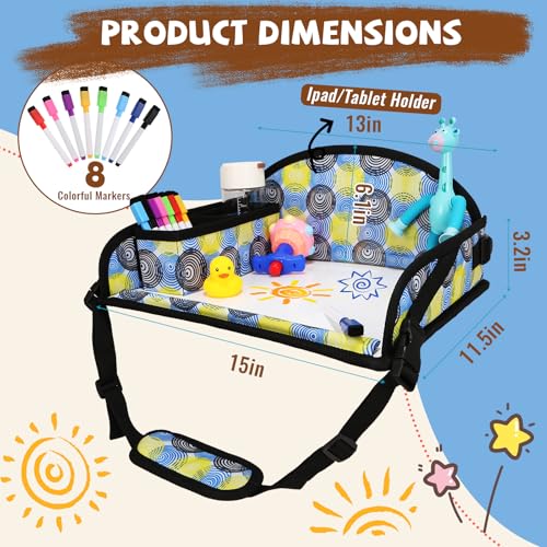 Kids Travel Tray for Airplane - Toddler Car Seat Table Tray, Road Trip Essentials for Boys & Girls, Carseat Lap Desk for Kids Road Trip Activities, Magic Circle - color: Magic Circle