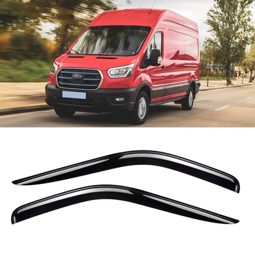 Window Rain Guards for 2014-2025 Ford Transit, Window Visor Guard Vent Wind Shade Deflector Rain Shield Protector Sun Visor for 14-25 Transit,Tape-on/Outside-Mount, 4 Pieces - size: 14-24 Transit