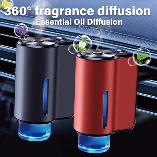 Smart Car Air Freshener,3 Levels Adjustable Strength, Rechargeable Aroma Diffuser, Built-in 220mAh, with 10pcs Aromatherapy Oil, Valentines Gifts for Women Men, Black & Red - color: Black and Red
