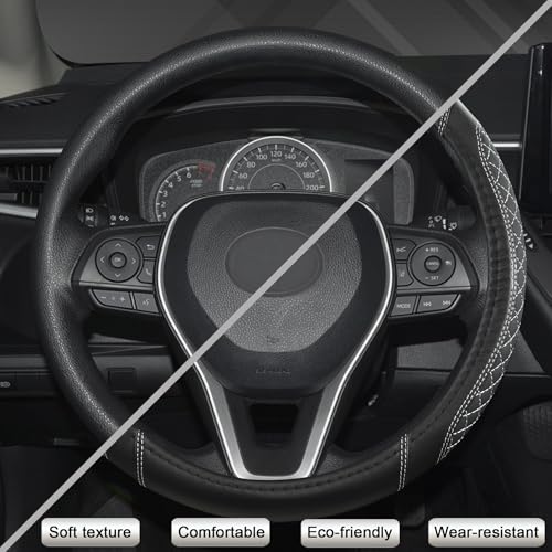 West Llama Customized Auto Car Steering Wheel Cover for Toyota Tacoma,4Runner,Tundra,Sequoia,15.5-16 inch(Diamond Quilted-Black+Gray-Large Size) - color: B-Black+Gray, size: Large size (15 ½''-16'')