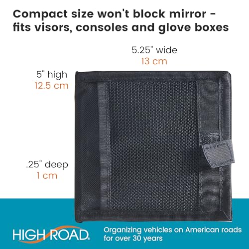 High Road Car Registration and Insurance Card Holder for Sun Visor, Glove Box or Console with 2 Clear Hidden Car Document Pockets - color: Black
