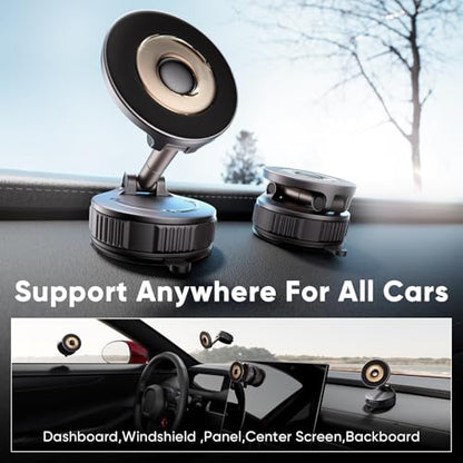 Phone Holders for Your Car, Car Phone Holder for Magsafe [Upgraded Strongest Suction & Magnetic] 360° Adjustable Magnetic Car Phone Mount for Your Car/Gym/Mirror Mount for iPhone & Android | Best Gift