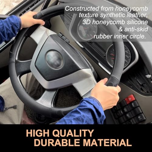 PINCTROT XL Size 17.5-18 Inch Comfy Grip Steering Wheel Cover for Semi Truck, Fits RV, Big Rig Trucker, 18 Wheeler and Classic Cars, Anti-Slip Design 17.5-18 Inch(Silicone Black) - color: 1.Black, size: Extra Large Size[17 1/2''-18'']