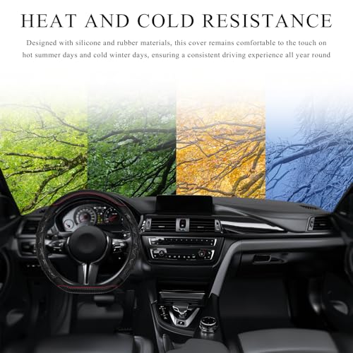 Car Steering Wheel Cover, 15 Inch Anti-Slip Steering Wheel Cover Protector with 3D Honeycomb Design, Universal Steering Wheel Covers for Cars Truck SUV, Car Accessories (Black) - color: Black