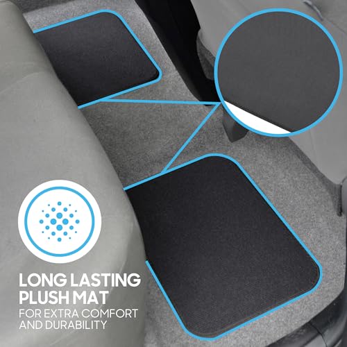 Premium 4 Piece Set of Carpet Car Floor Mats with Vinyl Safety Heel Pad for Car, Truck, SUV, Coupe Sedan, Black (MT-100-BK) Pack of 1 - color: Charcoal