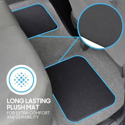 Premium 4 Piece Set of Carpet Car Floor Mats with Vinyl Safety Heel Pad for Car, Truck, SUV, Coupe Sedan, Black (MT-100-BK) Pack of 1 - color: Charcoal