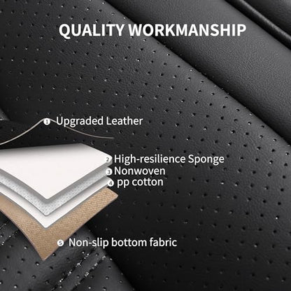 HChengkikz Car Seat Covers, Breathable & Waterproof Faux Leather Automotive Seat Covers for Cars SUV Truck Sedan, Universal Anti-Slip Driver Seat Cover with Backrest (2 PCS Front Seat, Black) - color: Style1 Black, size: Front Seat