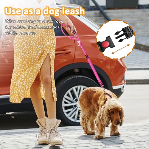 Removable Dog Seat Belt Harness for Car, 3 in 1 Pet Dog Car Seatbelt Leash, Retractable Restraint Secures to Vehicle Headrest & Adjustable Reflective Bungee Dog Seatbelt Tether, Rose - color: 2PCS Rose