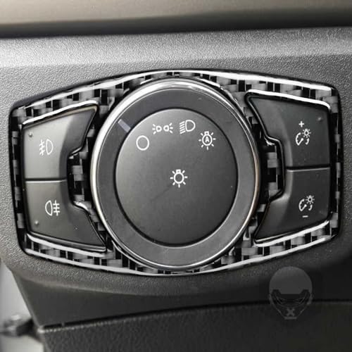 Real Bright Soft Carbon Fiber Car Driver Side Headlight Switch Control Frame Trim Sticker Compatible with Ford Mondeo/Fusion 2013 2014 2015 2016 2017 2018 2019 Auto Interior Accessories Black - color: Black-headlight Switch