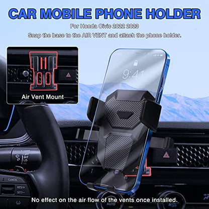 Karltys Car Phone Holder, Air Vent Dash Car Phone Mount Thick Case Friendly, Hands Free Phone Holder for Honda Civic 2022-2025 2026 11th Gen. Interior Accessories - size: 2022-2026 Civic Phone Holder
