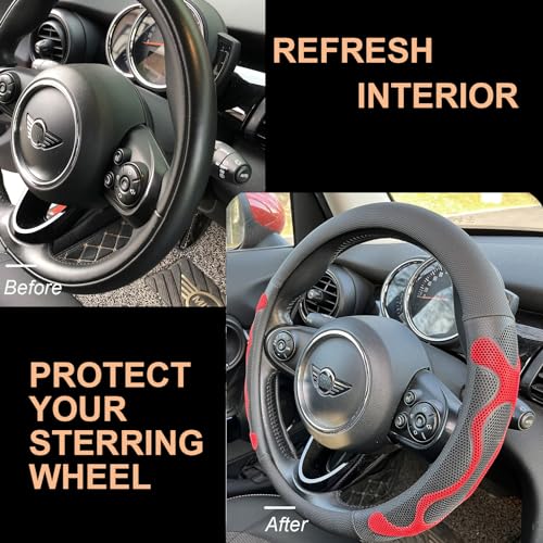 PINCTROT Large Size Comfy Grip Steering Wheel Cover, Anti-Slip Design, 15.5-15.75 Inch(Silicone Red) - color: 2.Red, size: Large Size[15 1/2''-15 3/4'']