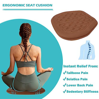 Big Ant Car Seat Cushion, Comfort Memory Foam Driver Seat Cushion Improve Driving View, Sciatica and Lower Back Pain Relief, Thick Seat Cushions for Car Home Office Chair, Wheelchair - Brown - color: Brown