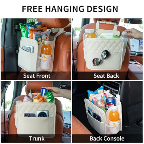 FrgKbTm Car Seat Back Hanging Bag Car Document Holder Multi-Pocket Bottle Bag Storage Box Organizer Travel Tidy Pouch Pocket Kids Beige - color: Beige C
