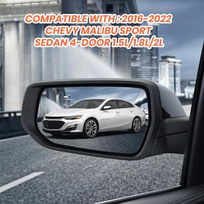 Driver Side View Mirror Compatible with Chevy Malibu 2016 2017 2018 2019 2020 2021 2022 Non Heated Without Signal Light Manual Folding LH(Gloss Black) - color: 3Pins-Gloss Black, size: Left Driver Side