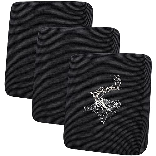 hyha Waterproof Couch Cushion Covers for Pets, Non Slip Sofa Seat Cover for Dogs Washable, Soft Thick Stretch Jacquard Fabric, Sofa Slipcovers with Elastic Bottom (3 Pieces, Black) - color: Black, size: 3PC