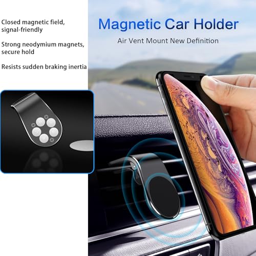 2Pcs Black Universal Phone Holder Clip Car Air Vent Magnetic Mount Holder Bracket for GPS Suporte Celular Car Phone, Vent Clip Phone Holder,Cell Phone Automobile Cradles