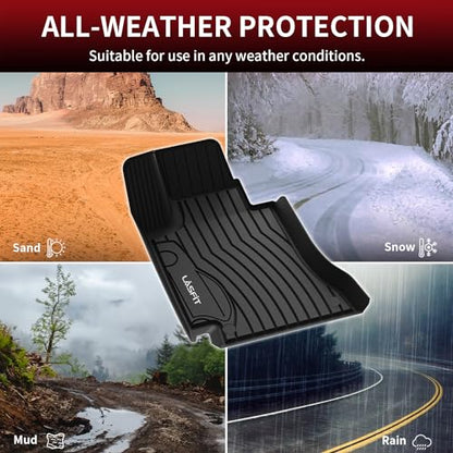 LASFIT Floor Mats for Mercedes Benz C Class 2021 2020 2015-2019 C300 / C400 / C350e / C43 AMG / C63 AMG / C63 AMG S (Fit Sedan Only), All Weather TPE Floor Liners for C Class 1st & 2nd Row Mats - size: For Benz C-Class | 2015-2021 | 1st & 2nd Row