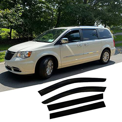 Window Visors rain Guards Vent Deflectors Fit 08-18 Chrysler Town & Country/Dodge Grand Caravan, Smoke 4pcs - size: Compatible with Dodge Grand Caravan 2008-2018