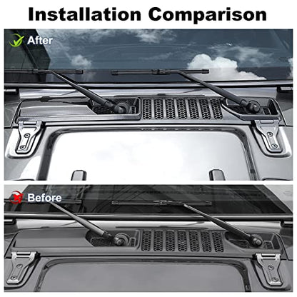 JWWY JL Wrangler Front Wiper Base Panel Protect Cover Trim Compatible with 2018-2026+ Jeep Wrangler JL JLU Gladiator JT 4xe Trunk Accessories Carbon Fiber - color: Carbon Fiber