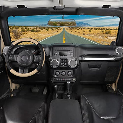 SEG Direct Car Steering Wheel Cover for F-150 Tundra Range Rover 15.5-16 inch, Black and Beige Microfiber Leather - color: Black and Beige, size: Large size[15 1/2''-16'']
