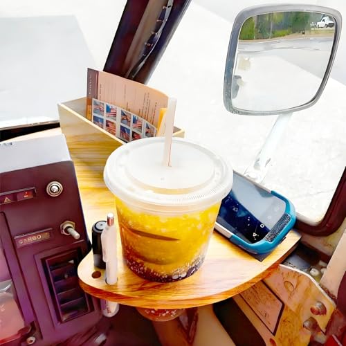 Car Cup Holder Tray for USPS/LLV Mail Carriers, Wooden Organizer with Scanner Slot, Pen Holder, Drink Holder, Postal Vehicle Accessory