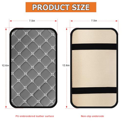 HZEL Car Center Console Cushion Pad, PU Leather Vehicle Armrest Protection Cover, Waterproof Automotive Interior Arm Rest Seat Box Mat Accessories, Universal for SUV, Sedan, Truck (Gray) - color: Gray