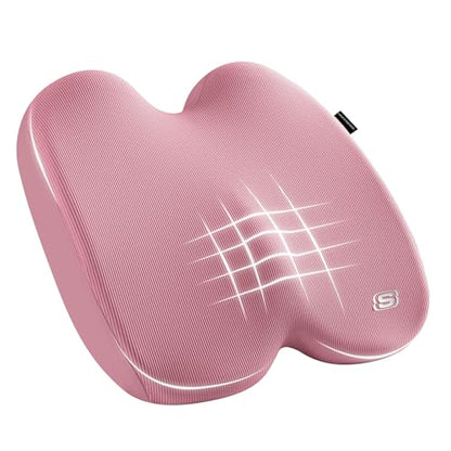 Skechers Seat Cushion, Ergonomic Memory Foam Cushion for Long Sitting Hours on Office & Home Chair, Car Seat Cushion for Sciatica, Coccyx Cushion,Pink - color: Pink