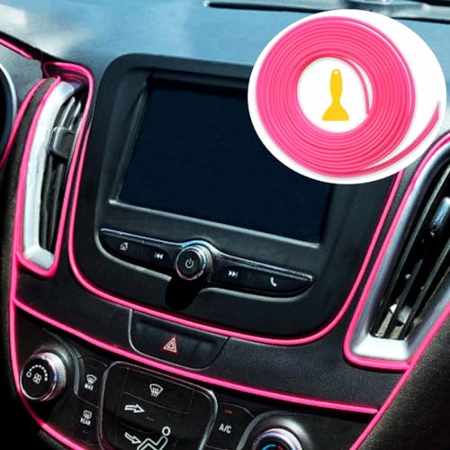 Car Interior Decorative Molding Door Panel Dashboard Gap Trim Strip 10ft (Pink) - color: Pink