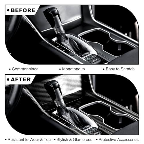 Carbon Fiber Gear Shift Panel Cover Compatible with 2018-2022 10th Gen Honda Accord Gas - color: Style 3