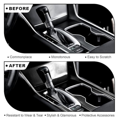 Carbon Fiber Gear Shift Panel Cover Compatible with 2018-2022 10th Gen Honda Accord Gas - color: Style 3