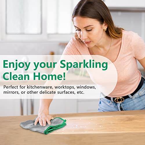 Glass Polishing Cloth Streak Free Miracle Cleaning Cloth Lint Free Microfiber Cleaning Rags for Glasses Kitchen Dish Mirrors Easy Clean, Pack of 6, 12" x 12" - color: Sliver, Pack of 6