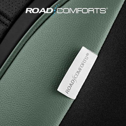 Road Comforts Leather Seat Covers, Breathable Car Seat Covers Full Set for Men,Airbag Compatible, Automotive Seat Covers Set Universal Fit Most Cars,Vans,Truck,SUV - color: Green Full Set