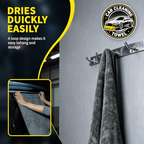 2-Pack Car Drying Towel 24"x40" - 10"x12" Detailing Pros & Home Users - 1300 GSM Microfiber Towels Absorbs Over 11lbs of Water Leaves No Streaks, Spots or Scratches Dries an Entire Vehicle