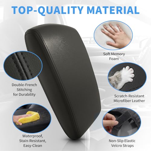 Center Console Armrest Cover Compatible with Kia Optima 2016-2020 Accessories, Premium Leather Arm Rest Cover Pad, Car Middle Console Cover (Black) - size: 2016-2020 Kia Optima