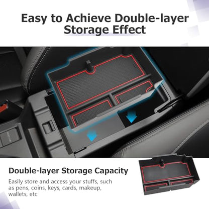 LUWU Center Console Organizer Compatible with Subaru Crosstrek & Impreza 2024-2026 Accessories Armrest Console Secondary Storage Box Insert Tray ABS Material with Coin Holder Red - color: Crosstrek/Impreza 2023-2026 Red