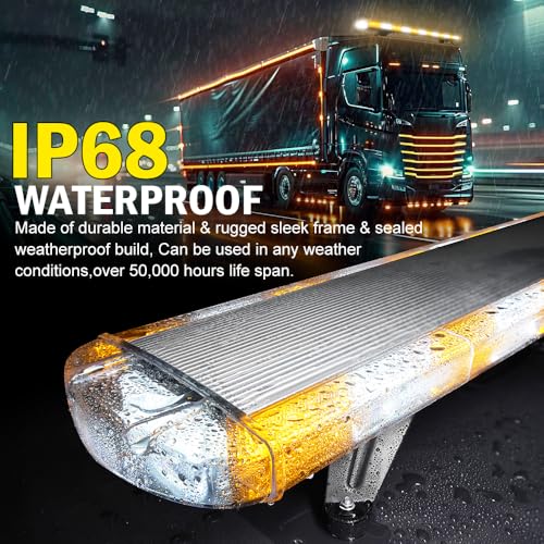 ASPL 53 inch 260 LED Low Profile Rooftop Strobe Lights Bar High Intensity Emergency Warning Flashing Beacon Snow Plow Light Traffic Advisor Car Hazard Construction Roof Lights Bars (Amber/White) - color: Amber/White