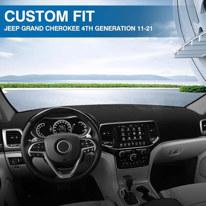 KUST Black Dash Cover for 2011-2022 Jeep Grand Cherokee (NOT for Jeep Cherokee & Grand Cherokee L) Non-Slip Dashboard Cover Polyester Interior for Grand Cherokee Accessories No Glare - size: Grand Cherokee 11-22(black)