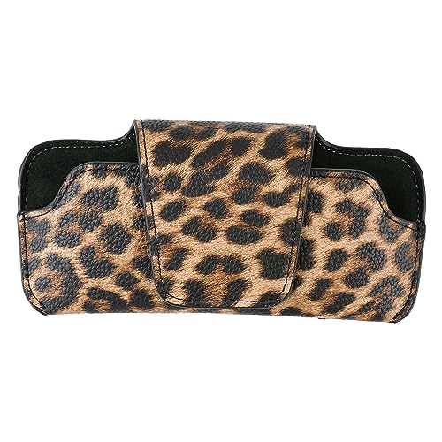 Car Sunglasses Holder for Car Visor Vegan Leather Auto Eyeglass Case with Clip Automotive Interior Visor Accessories - color: Sh08-leopard